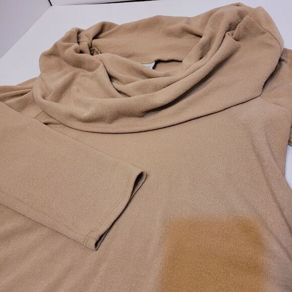 Soft Surroundings Sweaters - Soft Surroundings Tan Blue Cowl Neck‎ Sweater Tunic PM